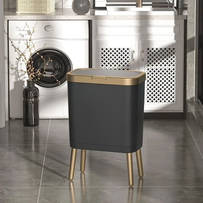 15L Indoor Waste Bin with Flip Lid and Elevated Base