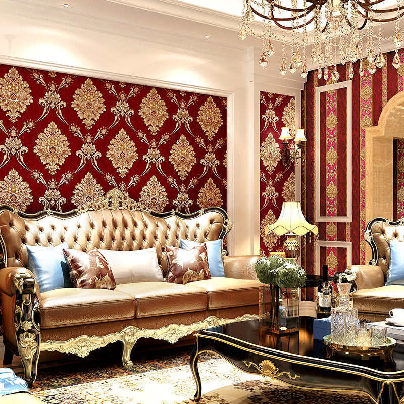 Self-Adhesive Vintage Damask Wallpaper with 3D Embossed Design