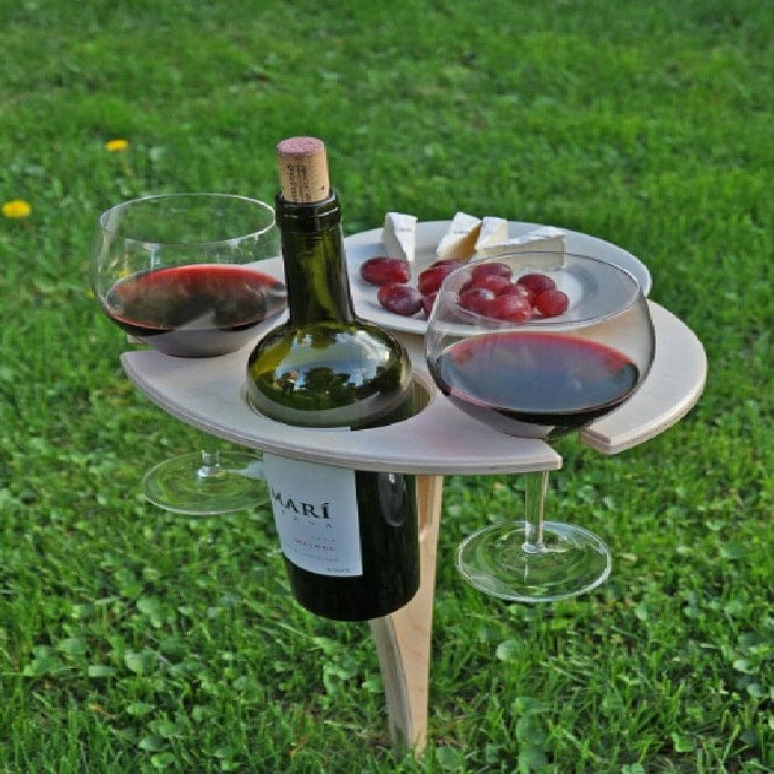 Portable Folding Picnic Table with Wood Wine Holder – Collapsible Design