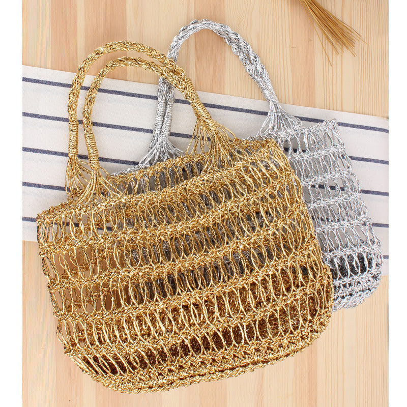 Net Patterned Beach Tote Bag in Macrame Design