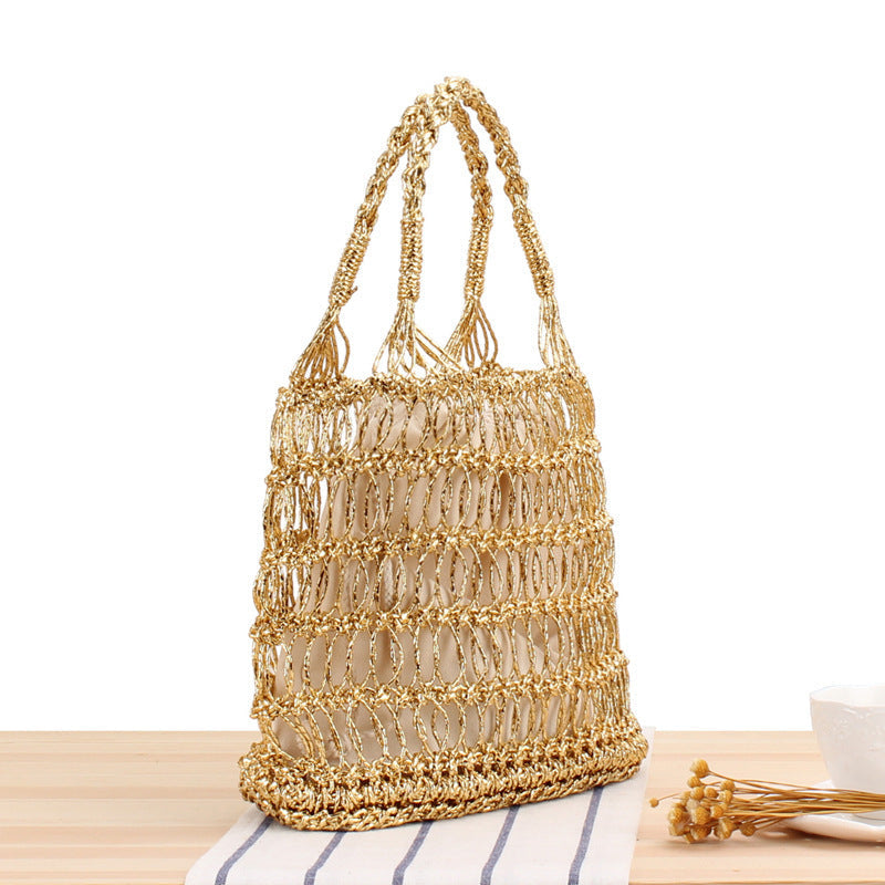 Net Patterned Beach Tote Bag in Macrame Design
