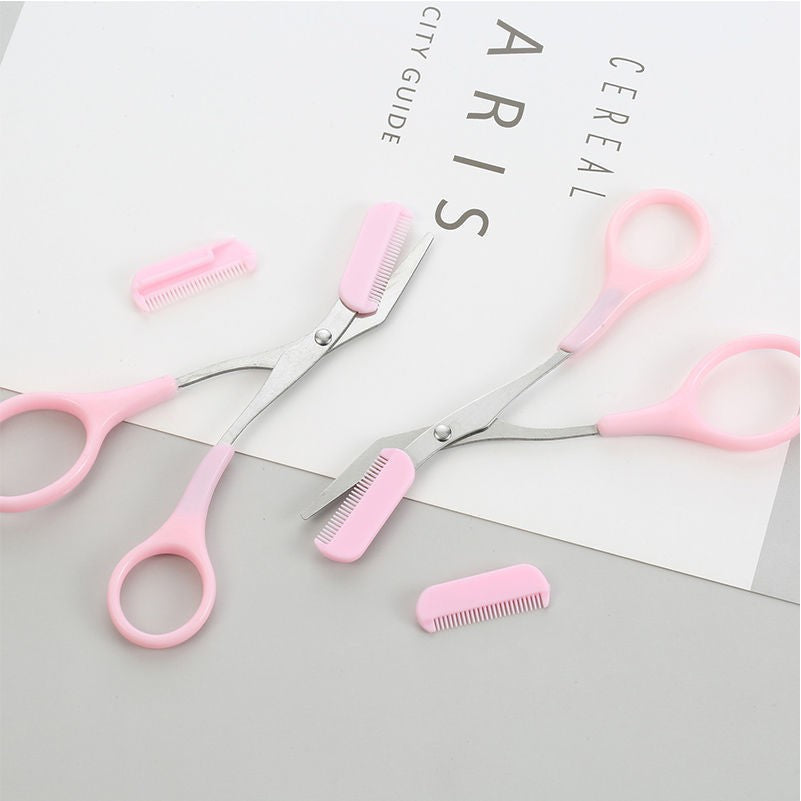 GroomPro - Stainless Steel Eyebrow Scissors with Integrated Comb
