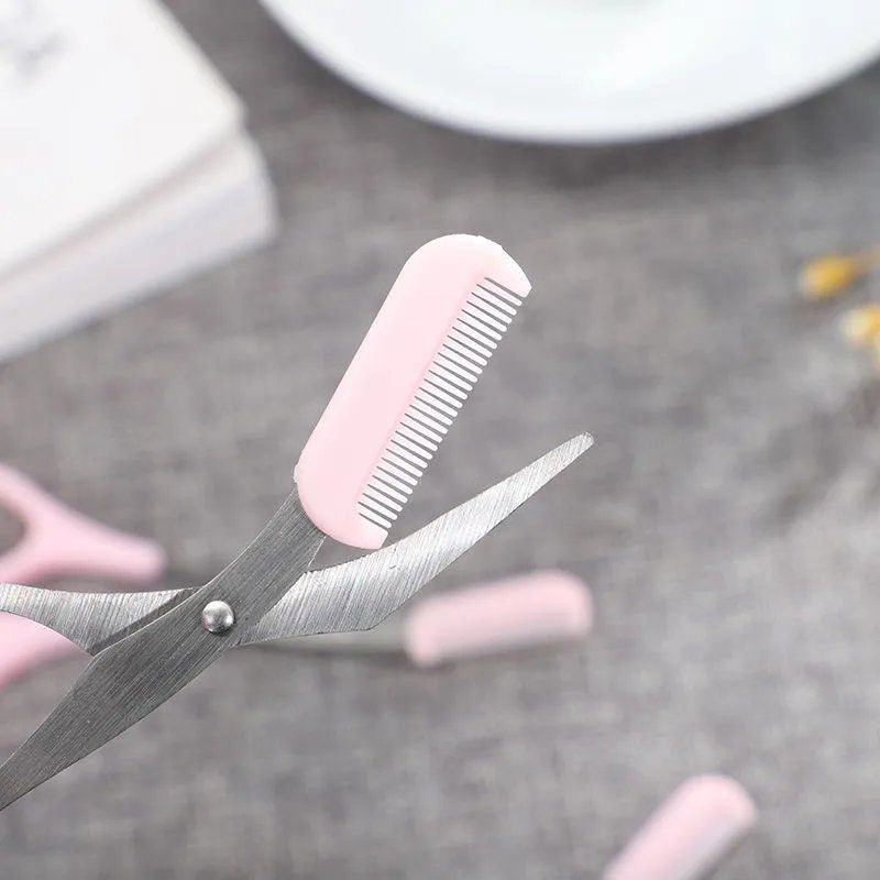 GroomPro - Stainless Steel Eyebrow Scissors with Integrated Comb