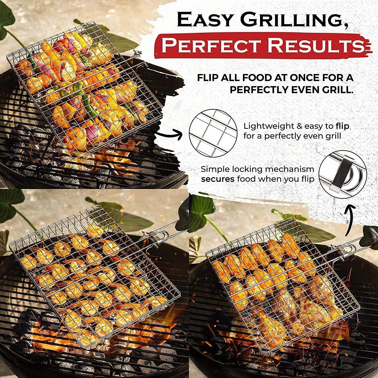 GrillMaster Pro – Iron Basket for Effortless Flipping & Grilling