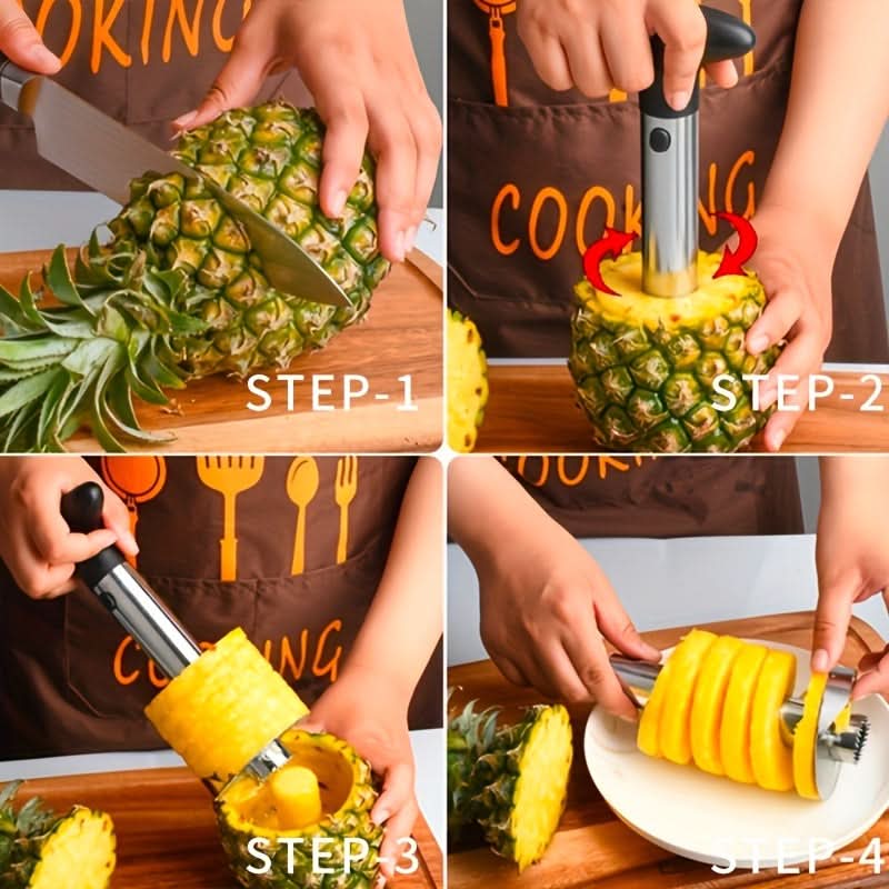 Stainless Steel Tool for Coring and Slicing Pineapples