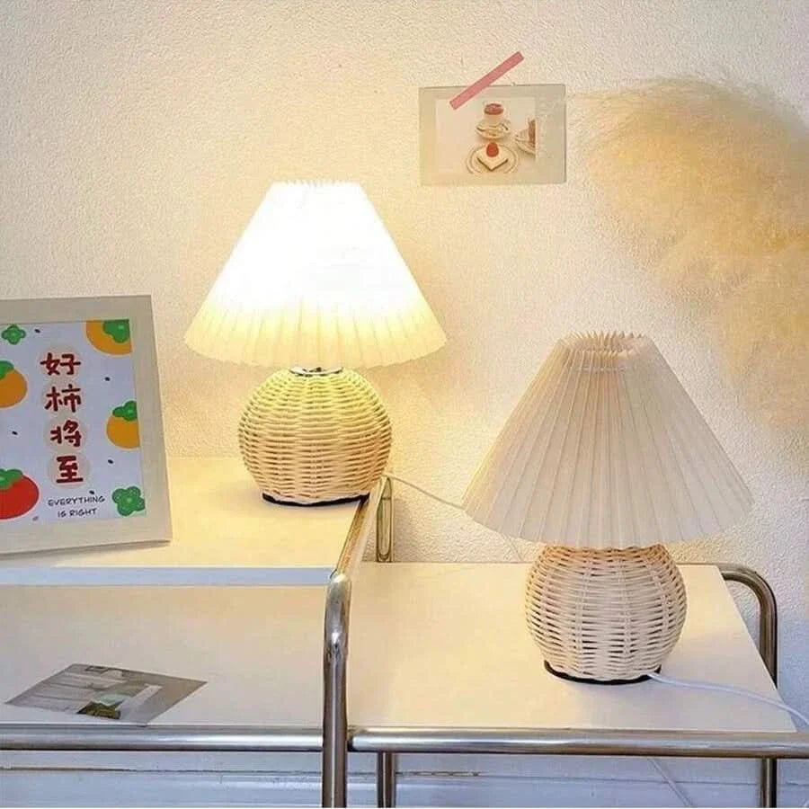 Rattan Table Lamp for Cozy Interior and Warm Ambient Lighting