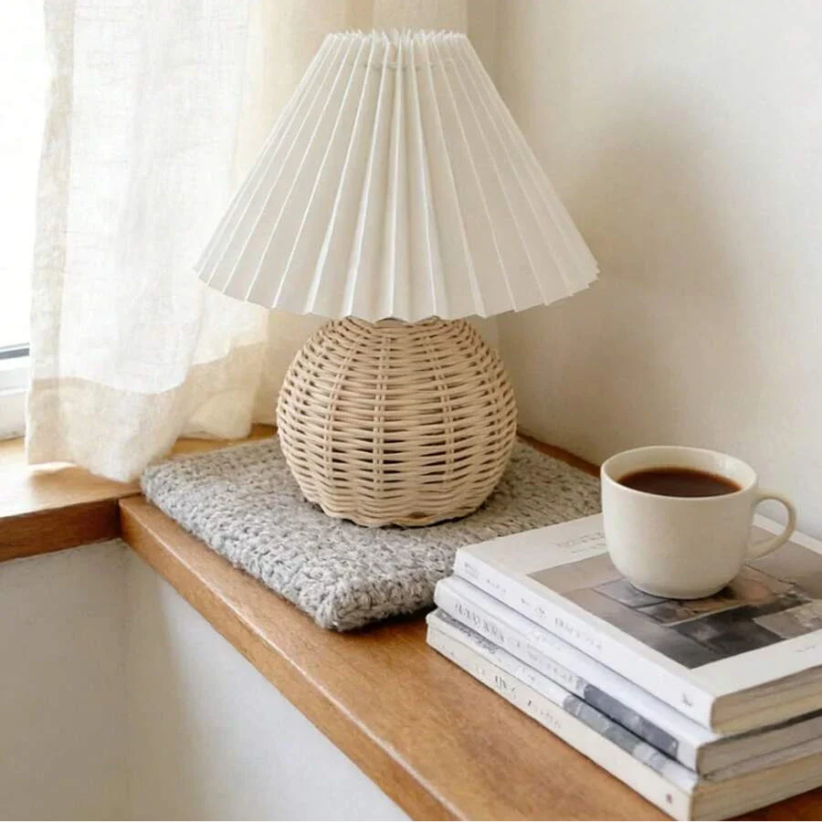 Rattan Table Lamp for Cozy Interior and Warm Ambient Lighting