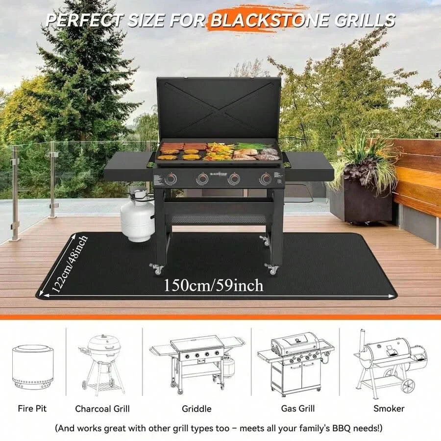 Outdoor Fire-Resistant Mat for BBQ – Protects Against Heat and Oil