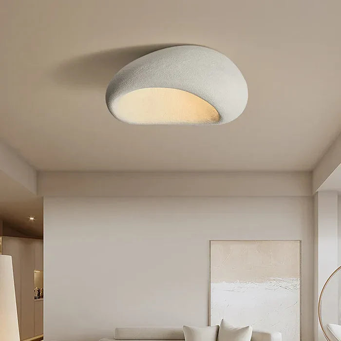 Wabi Sabi Ceiling Light – Soft Warm Radiance with Natural Stone Texture