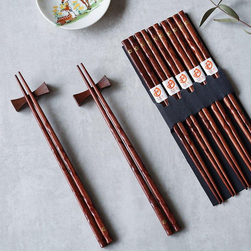 Elegant Cherry Blossom Wooden Chopstick Set