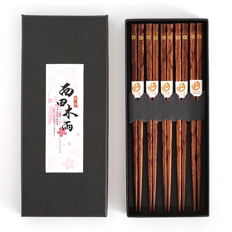 Elegant Cherry Blossom Wooden Chopstick Set
