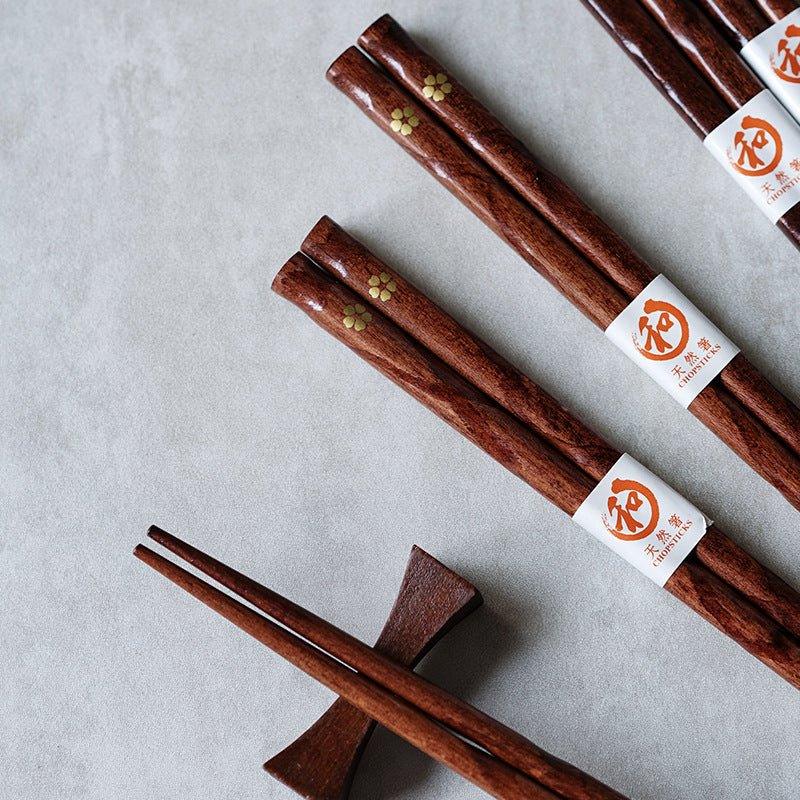 Elegant Cherry Blossom Wooden Chopstick Set