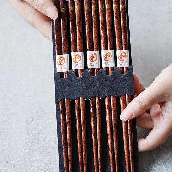 Elegant Cherry Blossom Wooden Chopstick Set