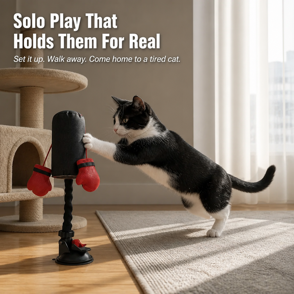 PouncePulse™ — Release Indoor Cat Energy with Spring-Loaded Boxing Moves