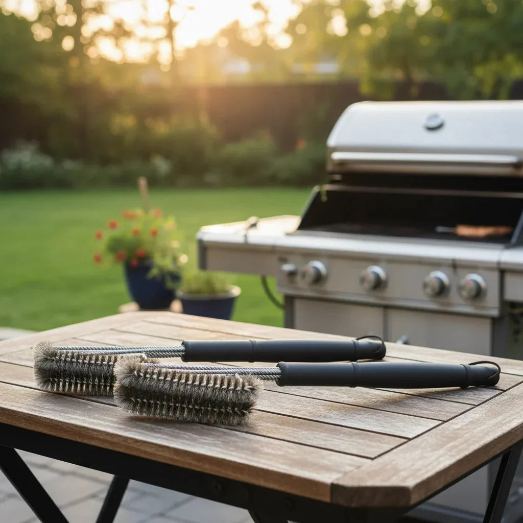 Stainless Steel BBQ Grill Grate Cleaning Brush | Removes Burnt Residue | Secure Grip | FireScrub