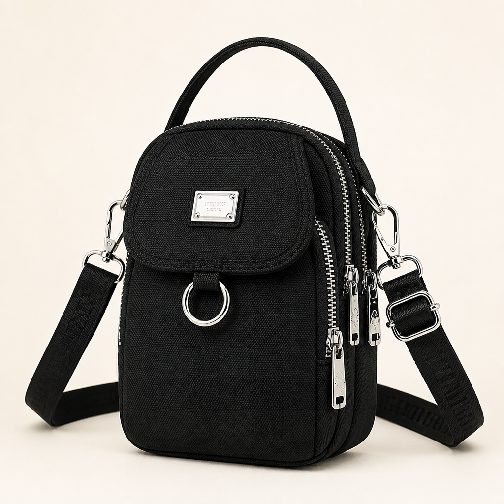 VeloTrek™ – Weatherproof Oxford Compact Triple-Zip Crossbody Bag
