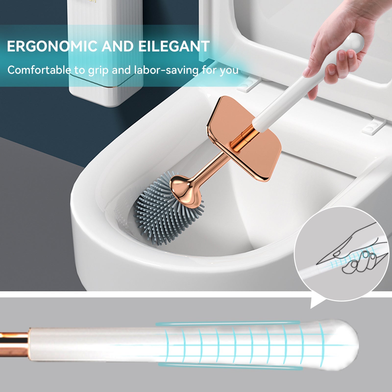 CLEANSWIFT - Sleek Bathroom Brush with Sturdy Holder