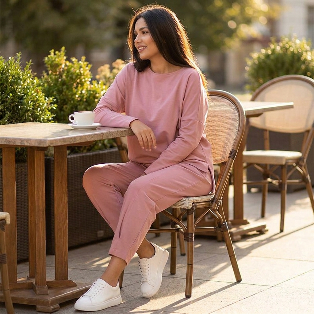 LuminaEase™ – Laid-Back Boat-Neck Top & Slimmed Pant Set