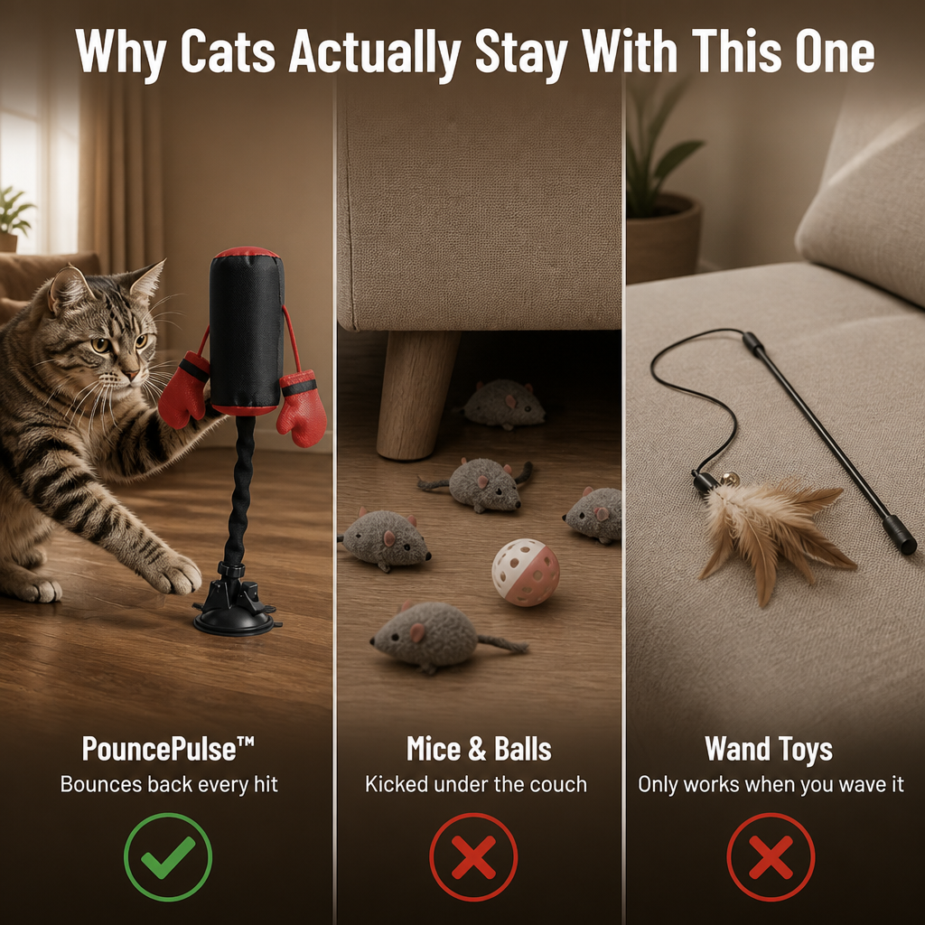 PouncePulse™ — Release Indoor Cat Energy with Spring-Loaded Boxing Moves