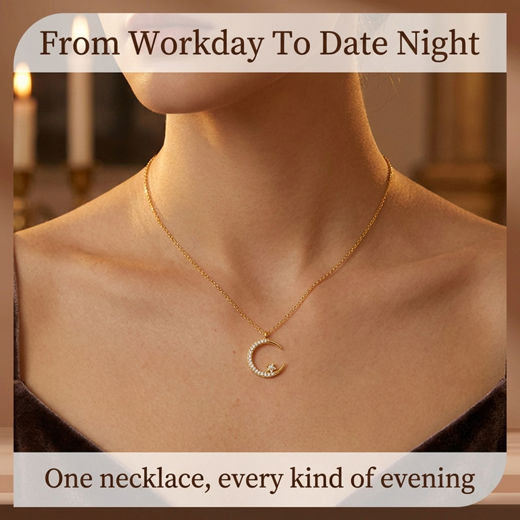 LumaLuxe™ Crescent Star Necklace — Ignite Your Inner Glow and Captivate Every Room