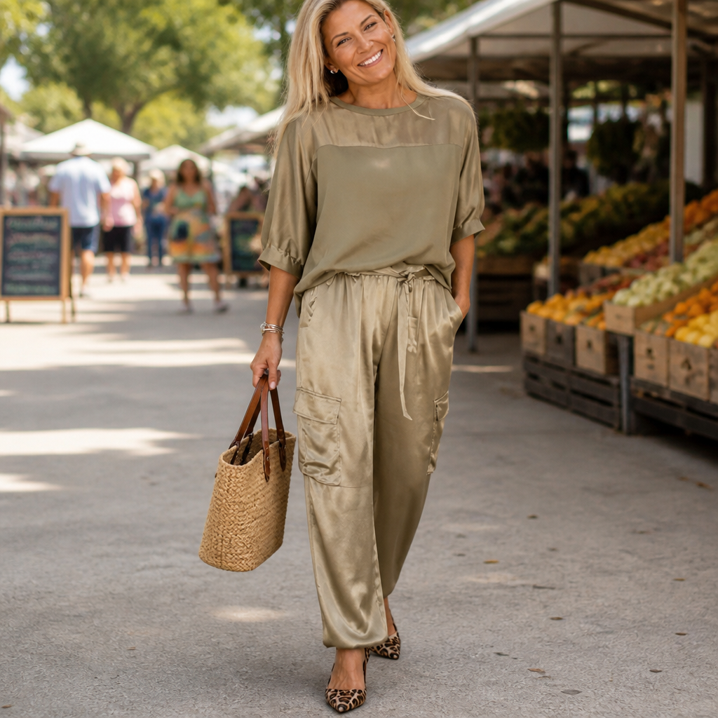 Celestiva™ Satin Sweater and Pants Set — Wrap Yourself in Cool, Effortless Elegance Every Day