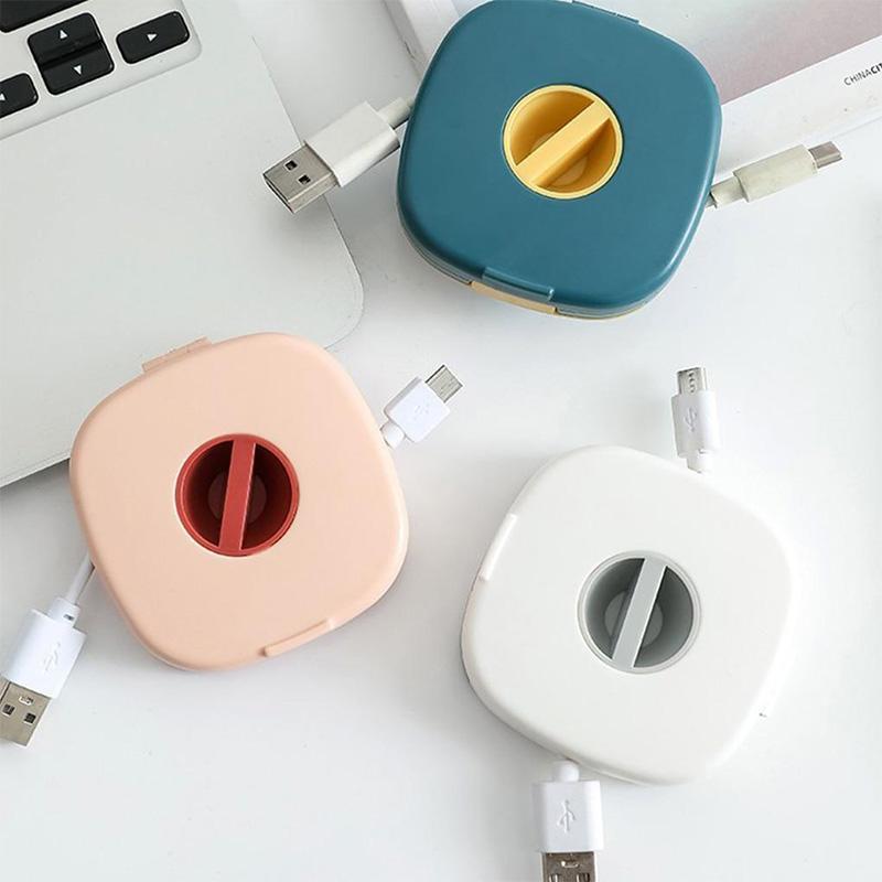 Compact Cable Reel with Built-in Phone Holder – 2-in-1 Design
