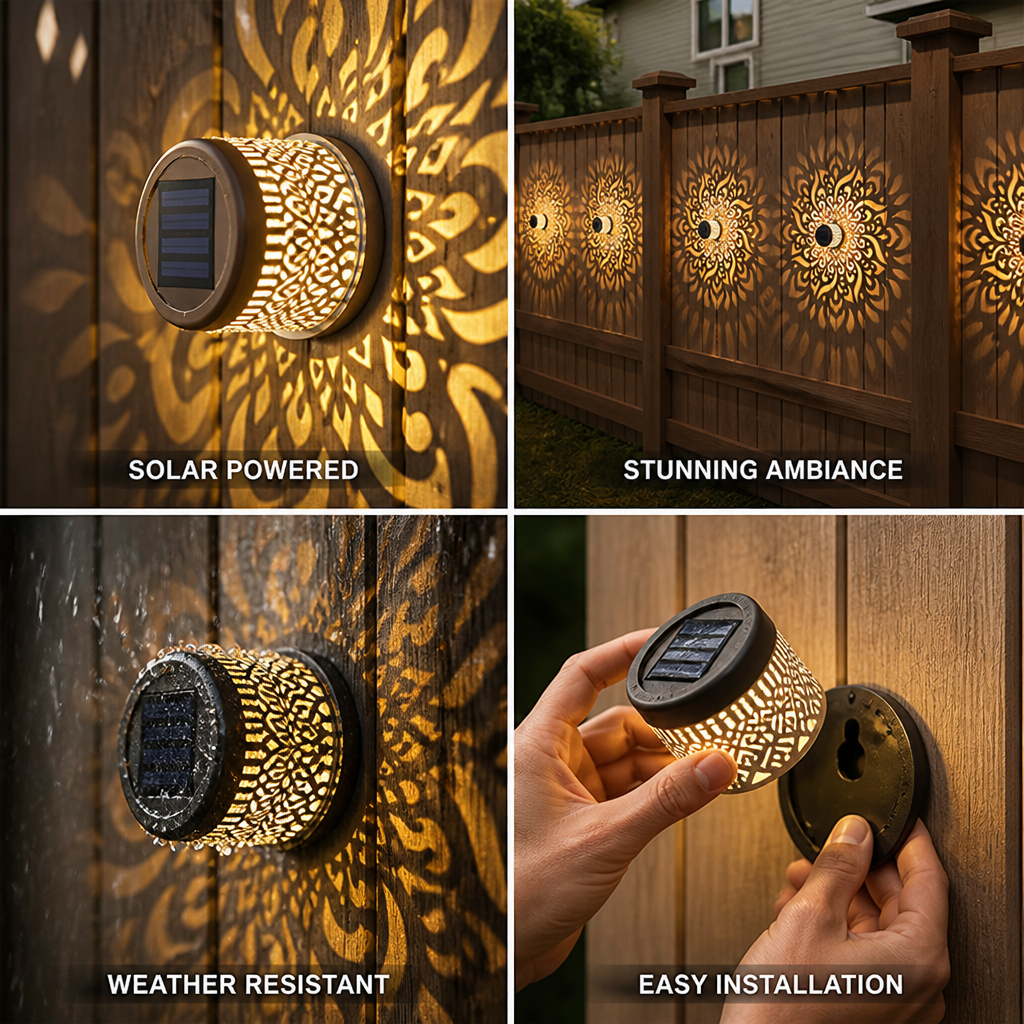 Solar-Powered Weather-Resistant Mandala Projection Lantern