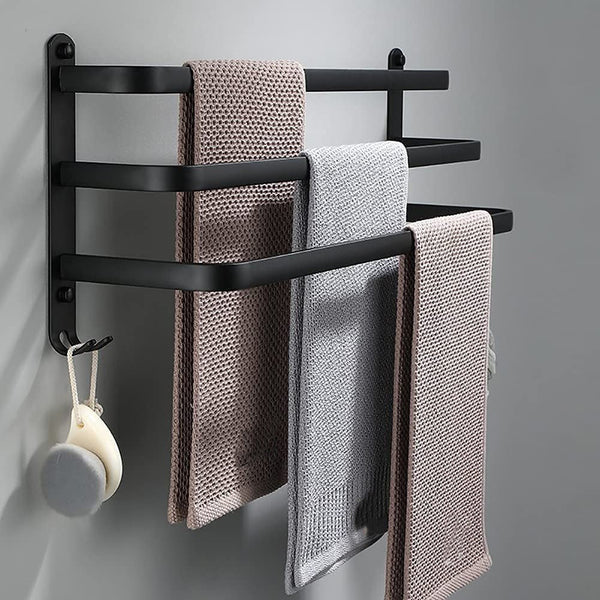 Towel Rack with Hook – Wall-Mounted, No Drill Installation
