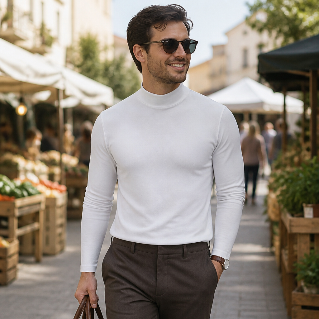 VeroEdge™ Slim Fit Long Sleeve High-Neck Shirt — Own Every Room with Unmatched Confidence and Comfort