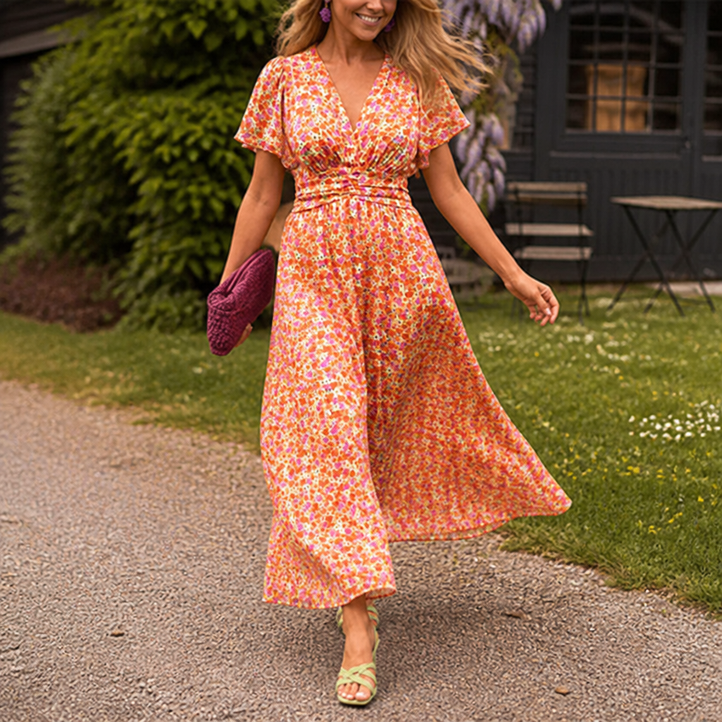 Celestelle™ Vintage Floral Dress — Feel Cool, Confident, and Effortlessly Radiant All Day Long