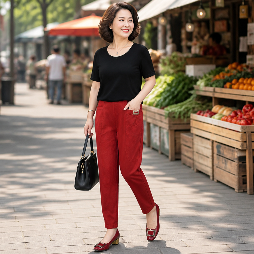 VeloraEase™ – Relaxed Tapered Cotton Pants with Elastic Comfort Waist