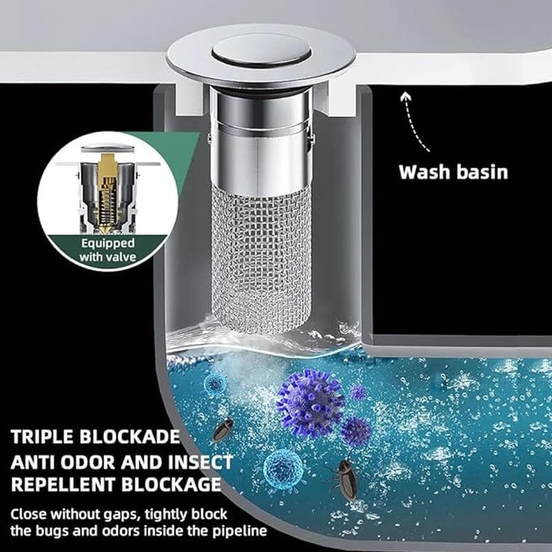 Pop-up Mechanism Drain Filter in Stainless Steel