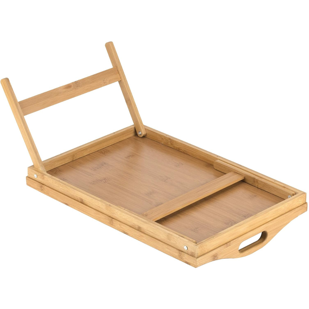 Versatile Bamboo Bed Tray with Elevated Edges