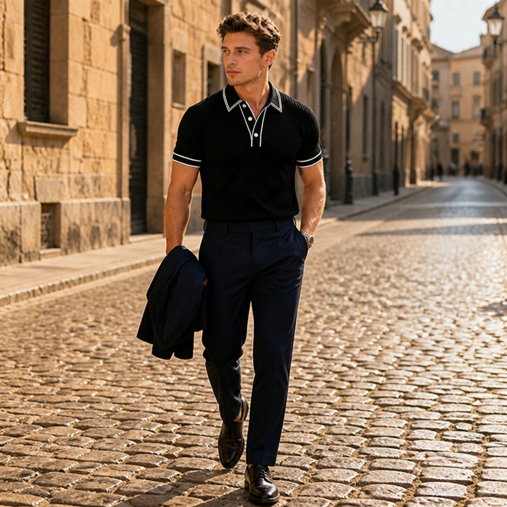 AeroStride™ – Breathable Lightweight Polo Shirt with Contrast Trim