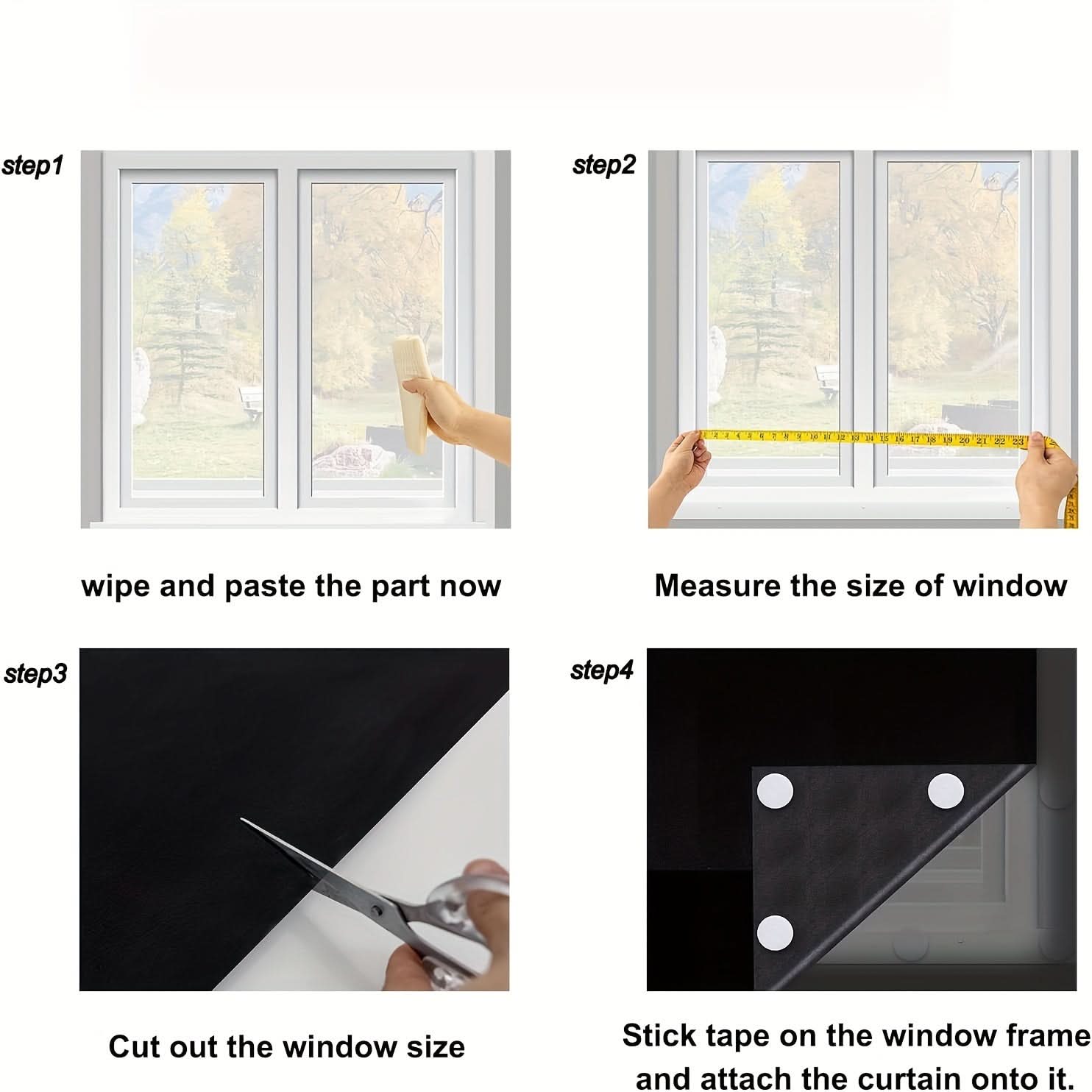 Blackout Curtains for Home and Office Use – No Drill, Black