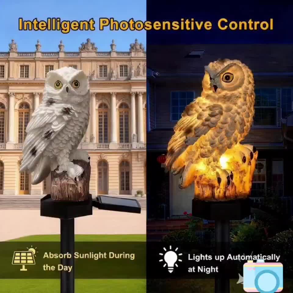 Garden Owl Statue Light with Solar LED