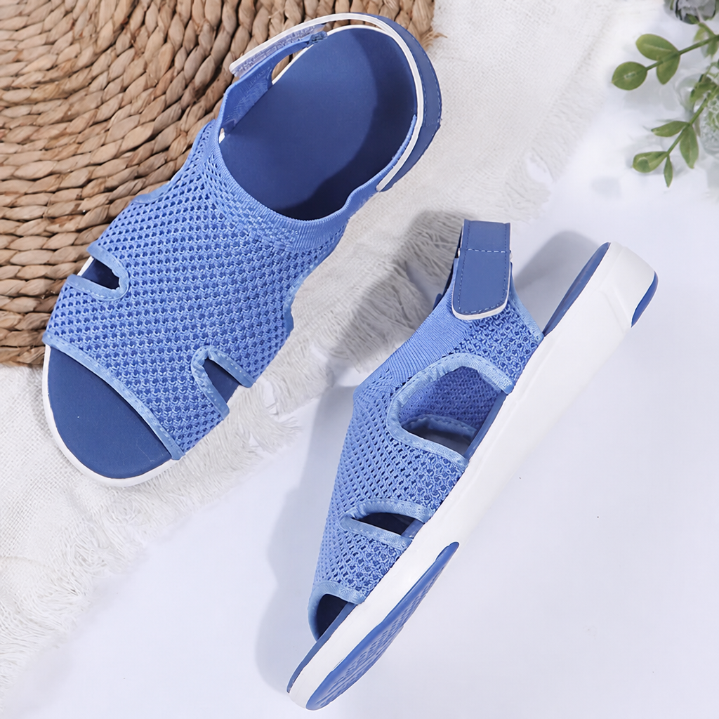 AeroLuxe™ – Padded Mesh Slingback Sandals with Velcro Closure