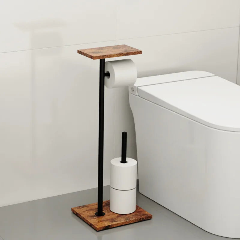 Freestanding Toilet Roll Holder | Tray for Phone and Essentials | Sturdy Stand | BathBridge