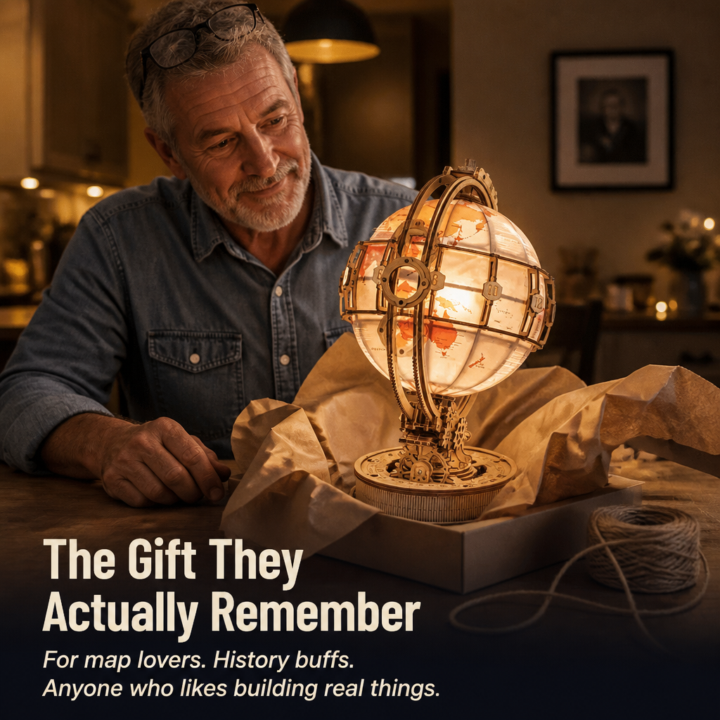LumoraSphere™ — Click Together a Radiant Wooden Globe That Also Serves as Decor