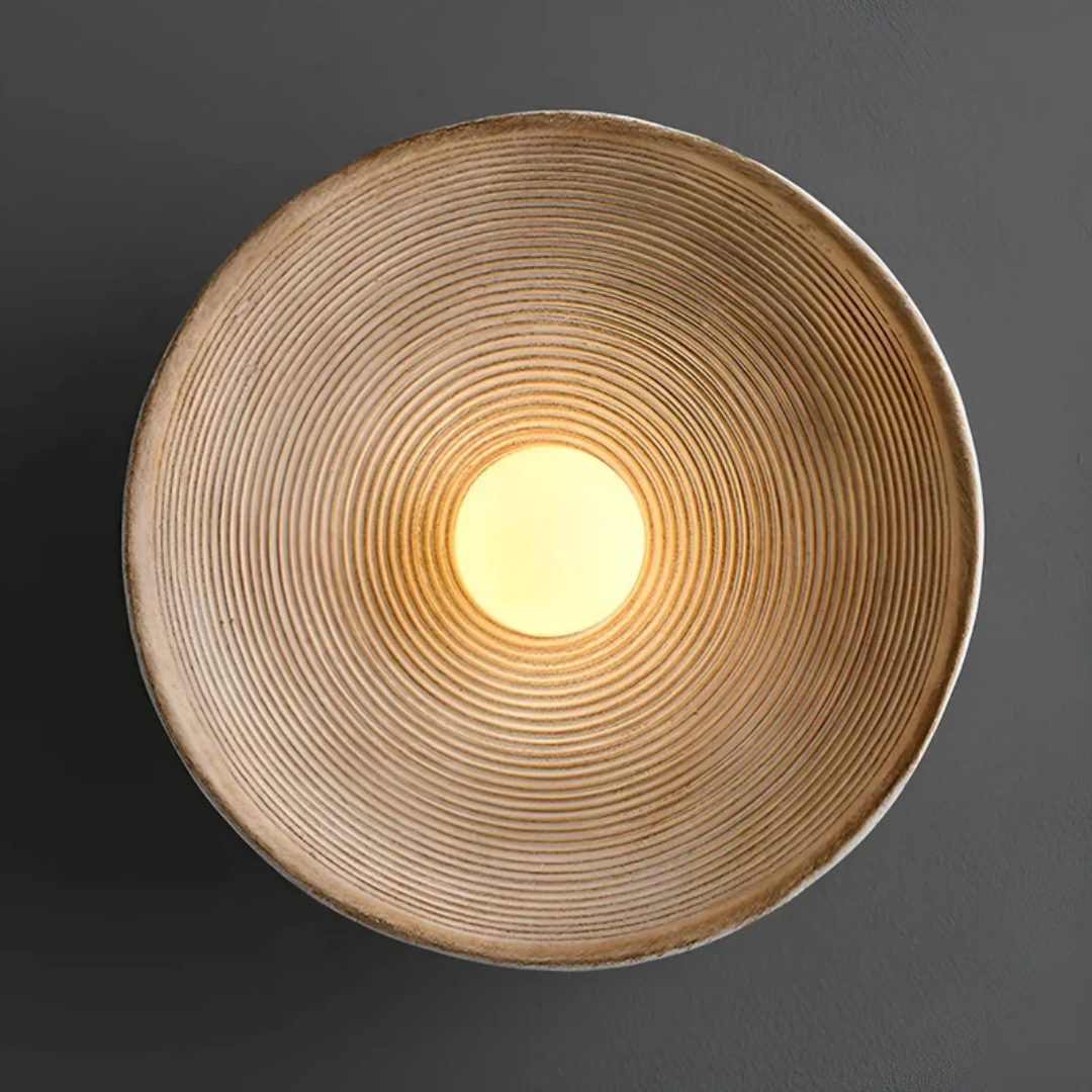 Round Wall Lamp Made from Glass & Resin – Wabi-Sabi Style, Tri-Color Palette