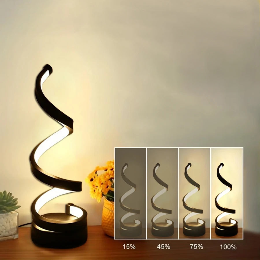 Spiral Table Lamp | Modern Dimmable USB Desk Lamp | Bedside Lamp | Table Lamp