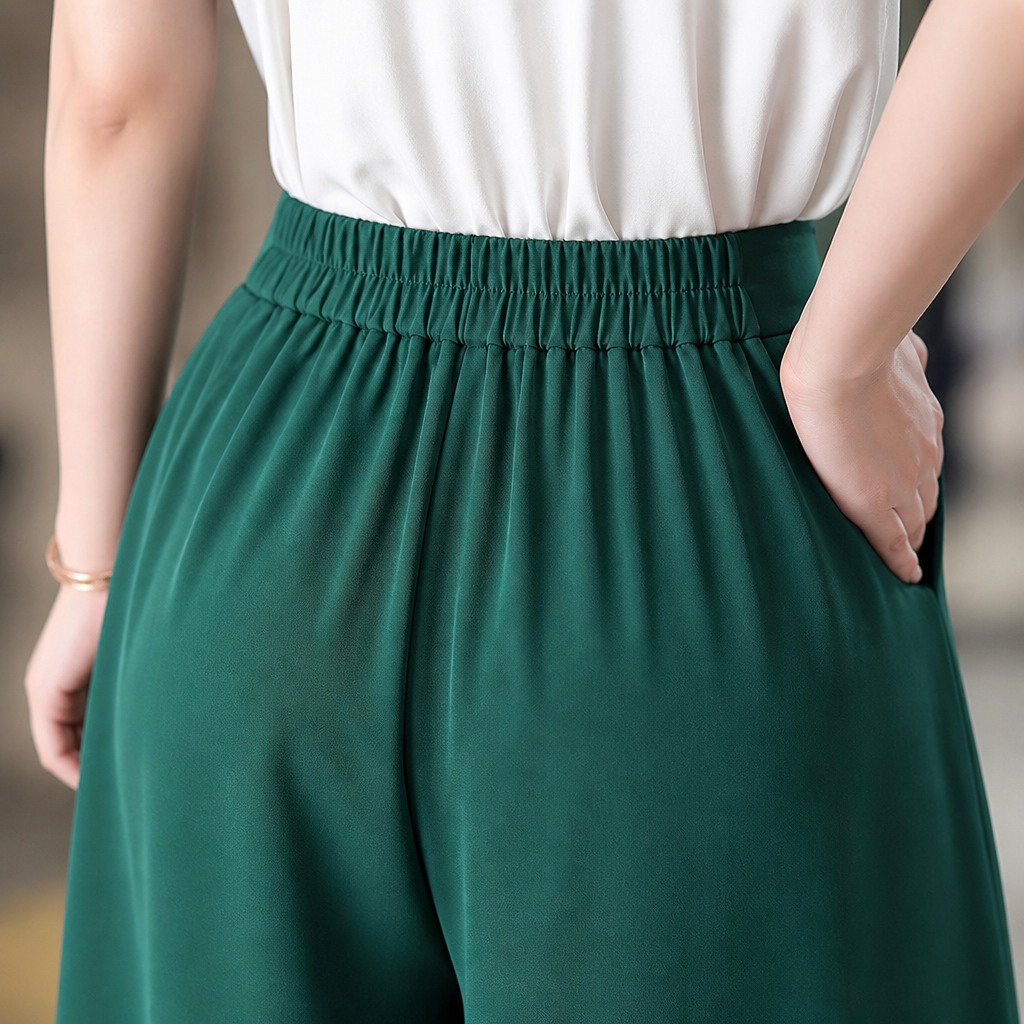VeroLuxe™ – Wide-Leg Flowing Pleated Pants Featuring Side Button Accent