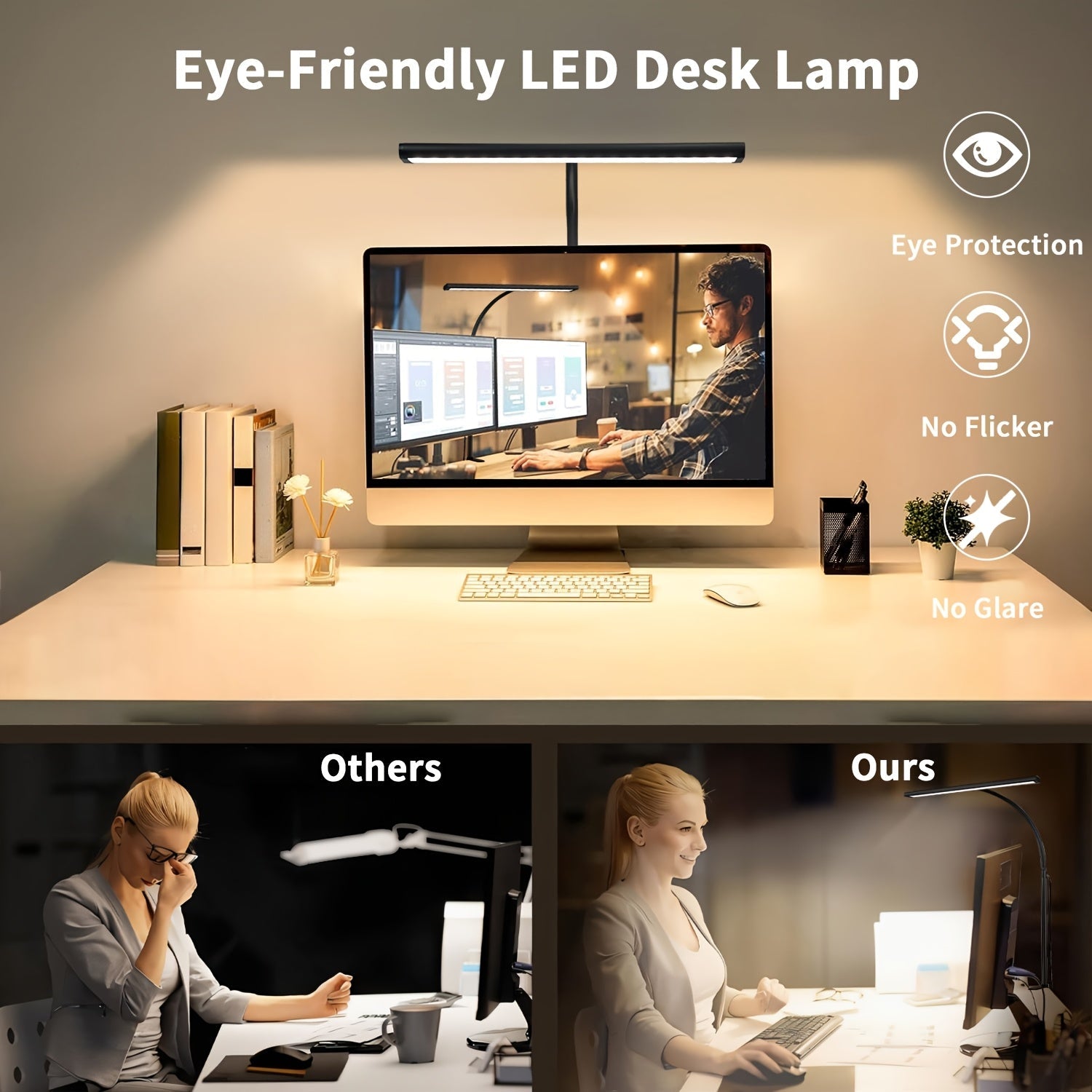 BrightZone – Wide Coverage LED Desk Light with Clip