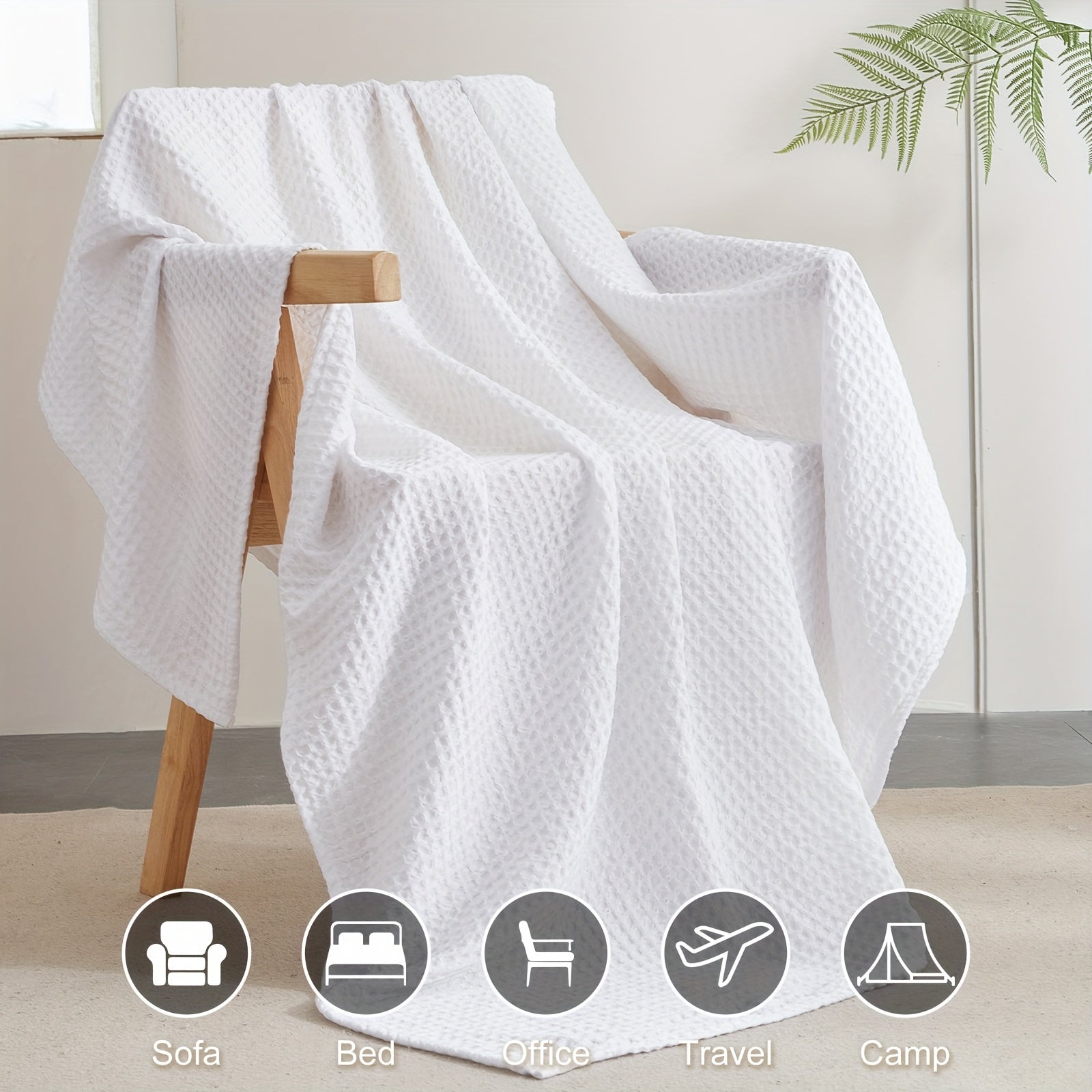 BREEZEWEAVE – All-Season Lightweight Waffle Blanket for Ultimate Comfort