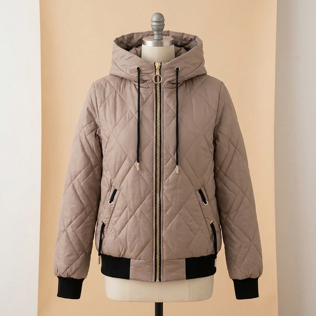 RamoraVibe™ – Diamond-Stitched Hooded Parka Featuring Adjustable Drawstring Hood