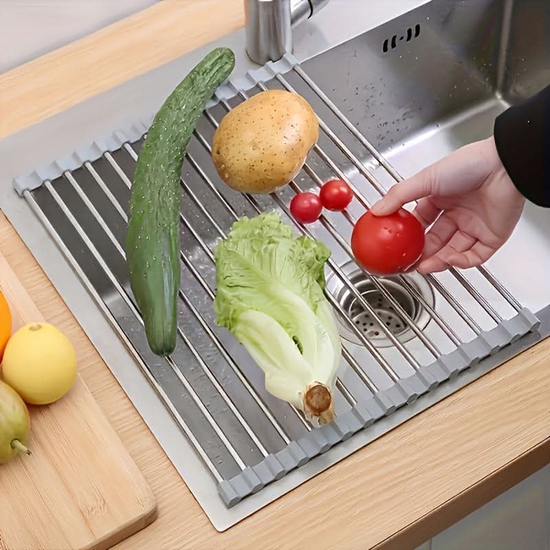 Collapsible Stainless Steel Dish Drainer Rack
