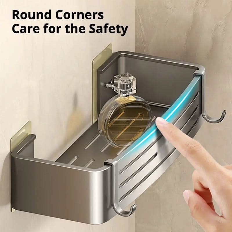 Self-Adhesive Aluminum Shelf Organizer for Bathroom Storage