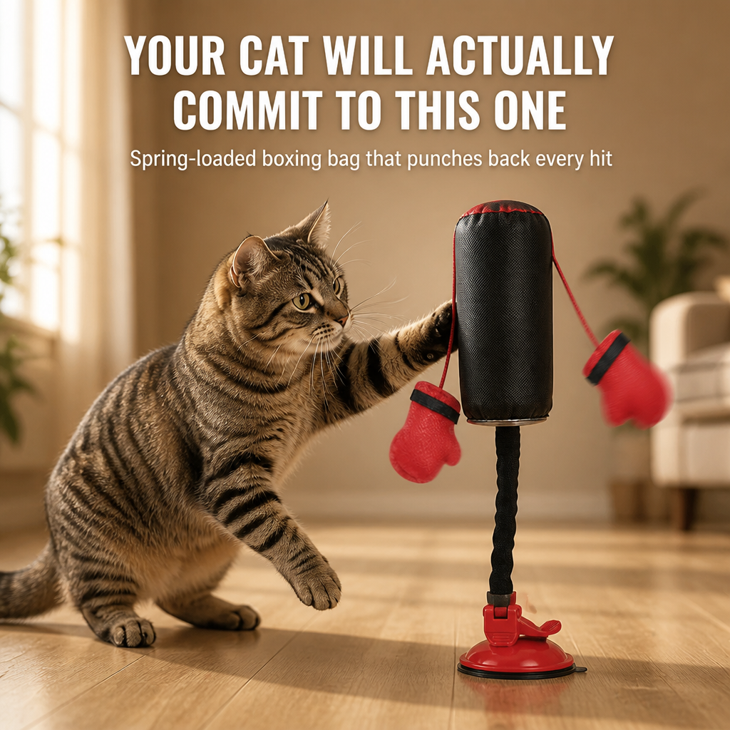 PouncePulse™ — Release Indoor Cat Energy with Spring-Loaded Boxing Moves