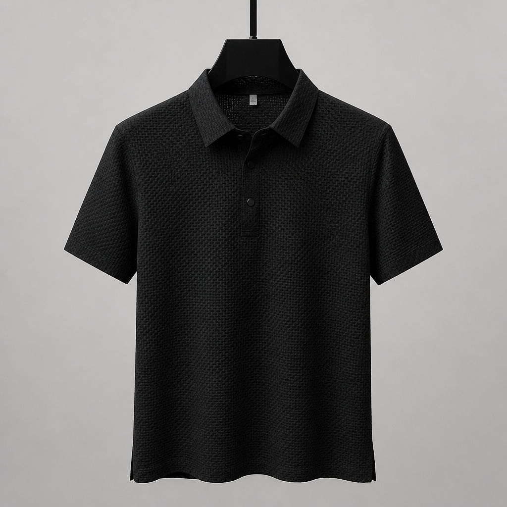 VentraBreeze™ – Breathable Textured Knit Polo Featuring Snap-Button Placket