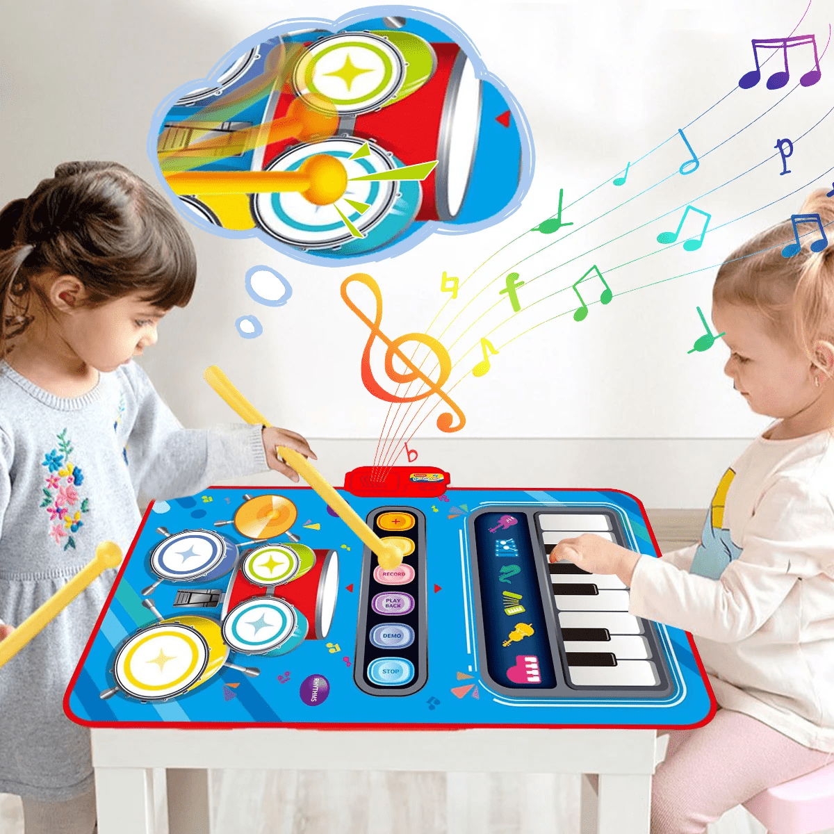 Musical Adventure Mat for Kids Featuring 5 Instruments
